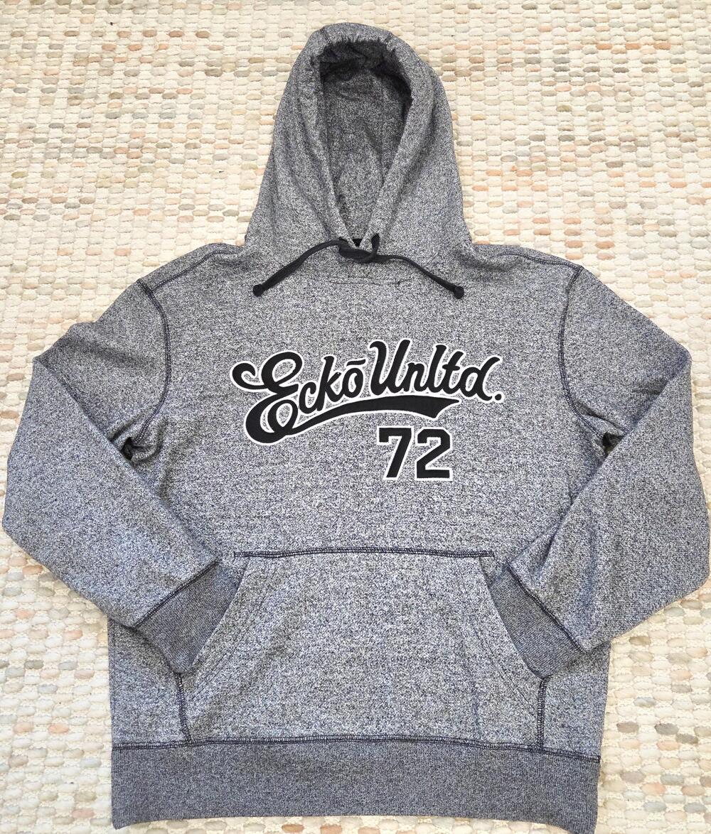 Vintage Y2K Hoodie | ECKŌ UNLTD.  | Grey Streetwear Pullover | Ungendered Fit L